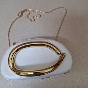 WHITE AND GOLD EVENING BAG NEW.